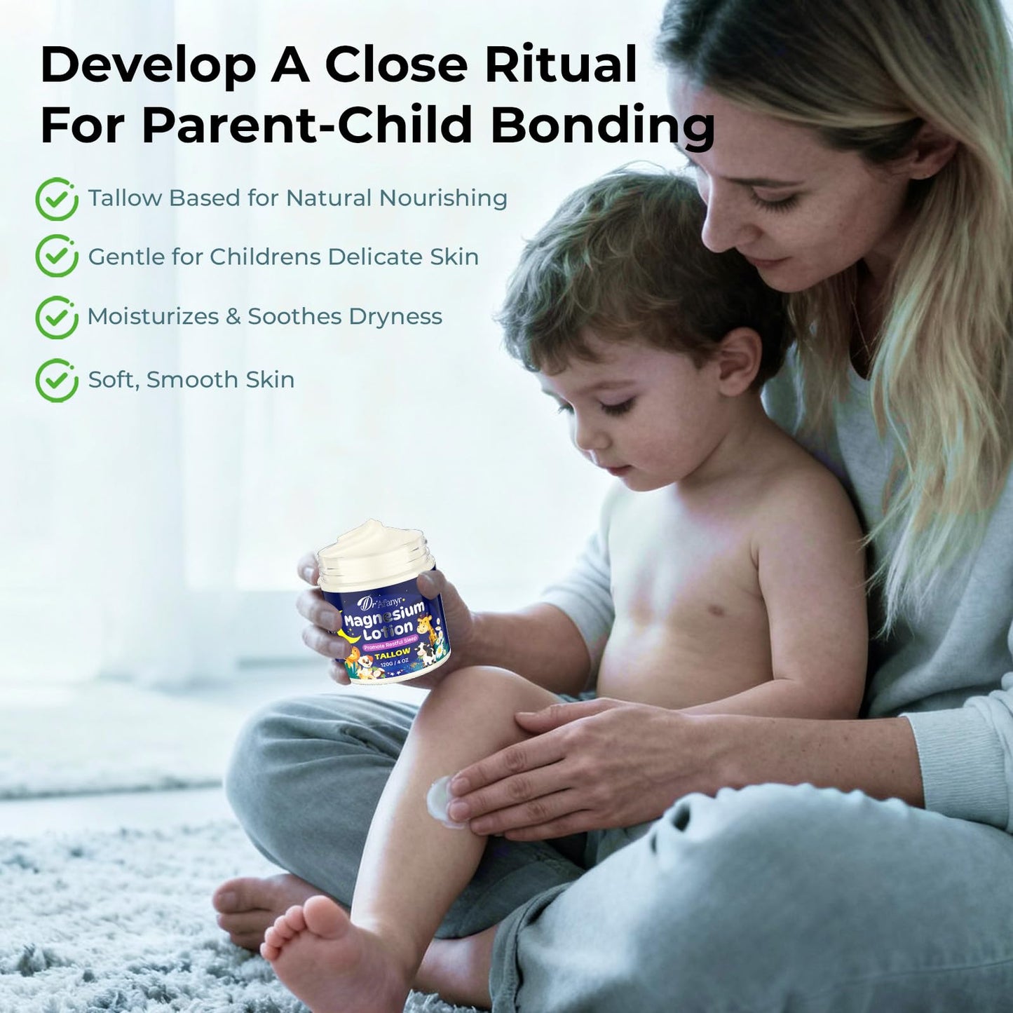 Magnesium Lotion for Kids – Juniors Bedtime Lotion for Sleep & Growing Pain Relief, Coconut Scented Magnesium Chloride Kids Lotion with No Melatonin Tallow-Based Formula for the Whole Family Routine