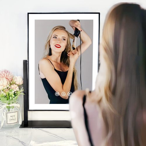 Acoolda Vanity Mirror with Lights, Hollywood Lighted Makeup Mirror with 3 Color Lighting Modes, Detachable 10X Magnification, 18.7 Inches,Black…