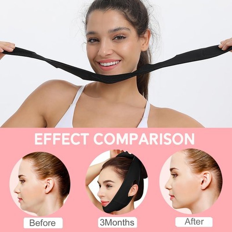 MASIKA V-Line Mask, Chin Strap for Sleeping,Chin Strap for Women,Jaw Exerciser,Jawline Shaper,Jaw Strap,Double chin strap,Jawline Shaper,Reusable chin stra,Black