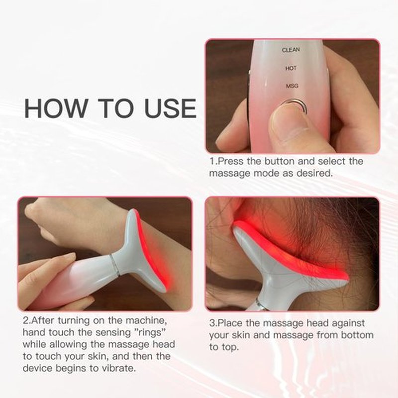 Neck Face Massager, 3-in-1 Facial Massager, Face Sculpting Tool with Vibration and Thermal (Pink)
