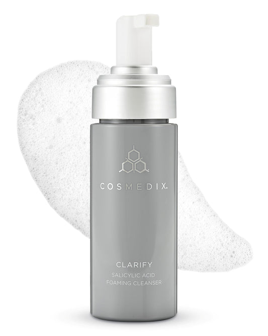 COSMEDIX Clarify Salicylic Acid Foaming Face Wash – Gentle Exfoliating Cleanser for Sensitive & Blemish-Prone Skin – Aloe Vera Formula for Glowing, Balanced Skin – 145 ml / 5 fl oz