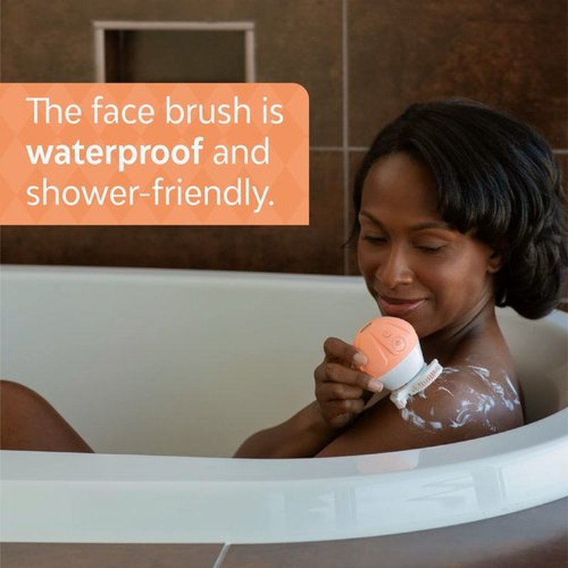 TAO Clean Ona Diamond Orbital Facial Brush and Cleansing Station, Electric Face Cleansing Brush with Ergonomic Handle, Dual Speed Settings, Orange