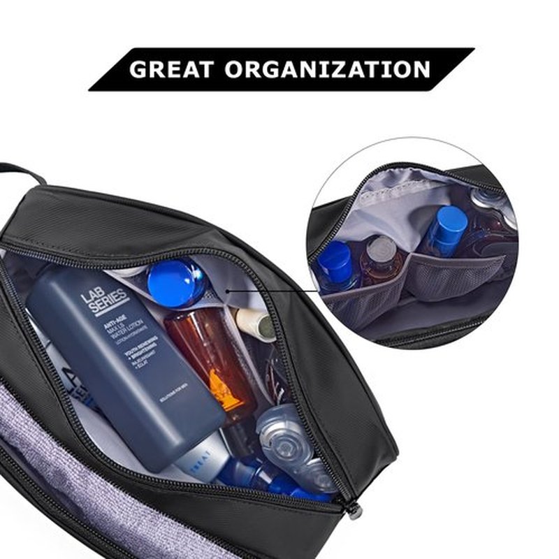 BAGSMART Toiletry Bag for Men, Travel Toiletry Organizer Dopp Kit Water-resistant Shaving Bag for Toiletries Accessories, Door Room Essentials,Black-basic