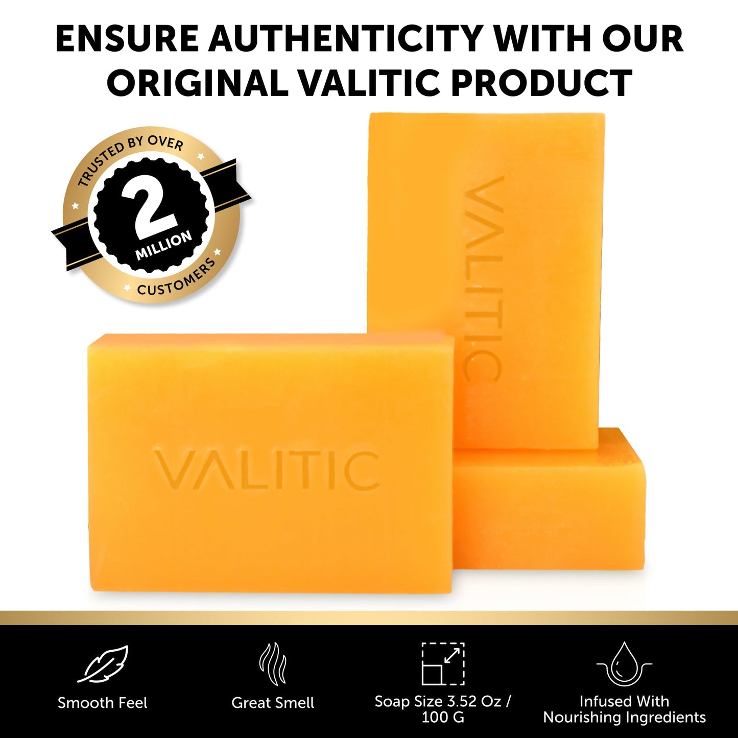 VALITIC Kojic Acid Soap for Hyperpigmentation - with Glutathione, Collagen & Vitamin C - Advanced Soap Bars with Turmeric - Original Japanese Complex for Dark Spot Correction - 3 Pack