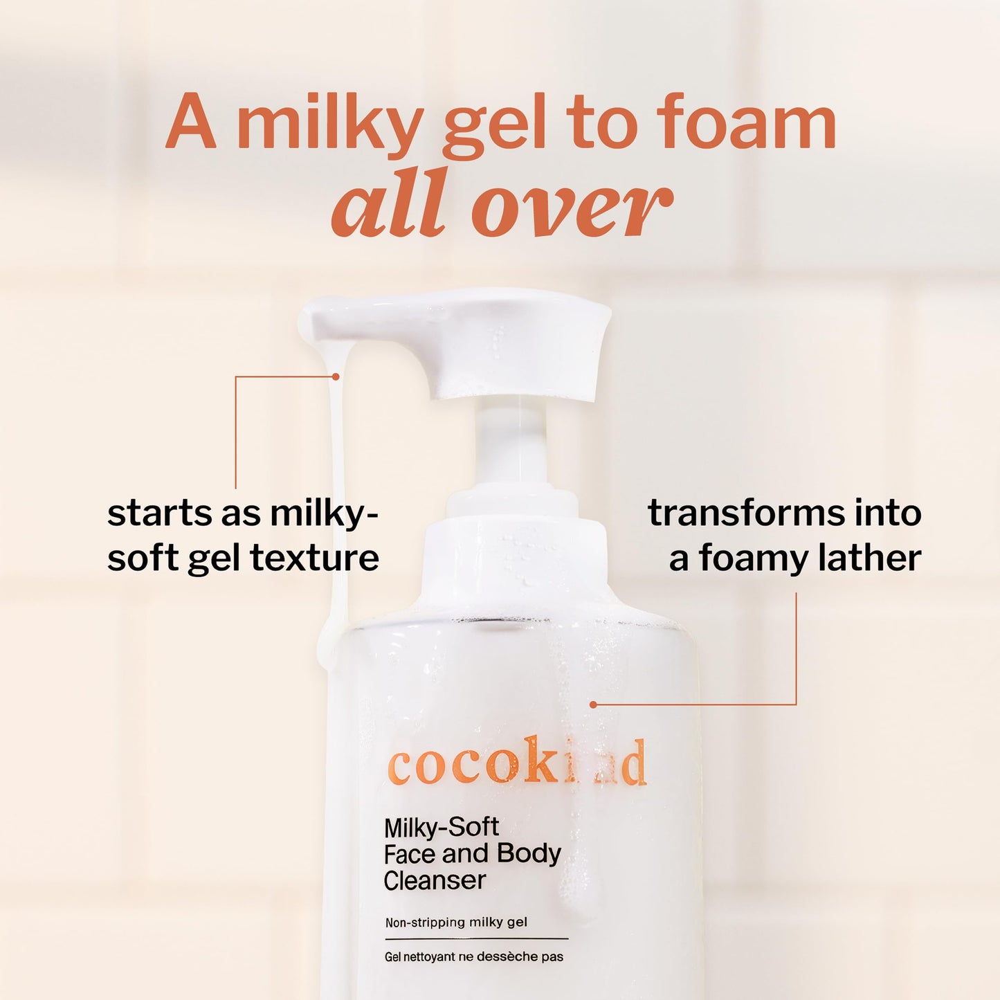 Cocokind Milky-Soft Face and Body Cleanser, Hydrating Facial & Body Wash for Sensitive Skin, Gentle Cleanser with Ceramides, Fragrance-Free & Clinically Tested, 13.5 oz