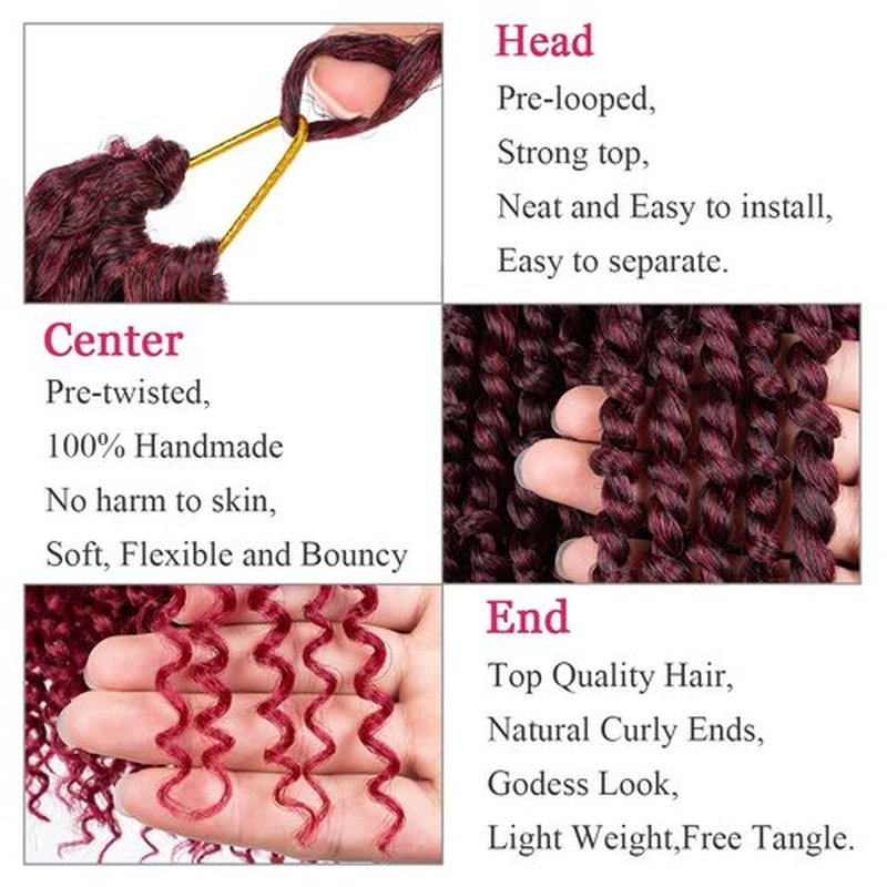 Leeven 22 Inch Pre-twisted Passion Twist Crochet Hair 8 Packs Ombre Red Pre-looped Crochet Braids Hair for Passion Twist Braiding Hair 12 Roots/pack T350# Passion Twists Hair
