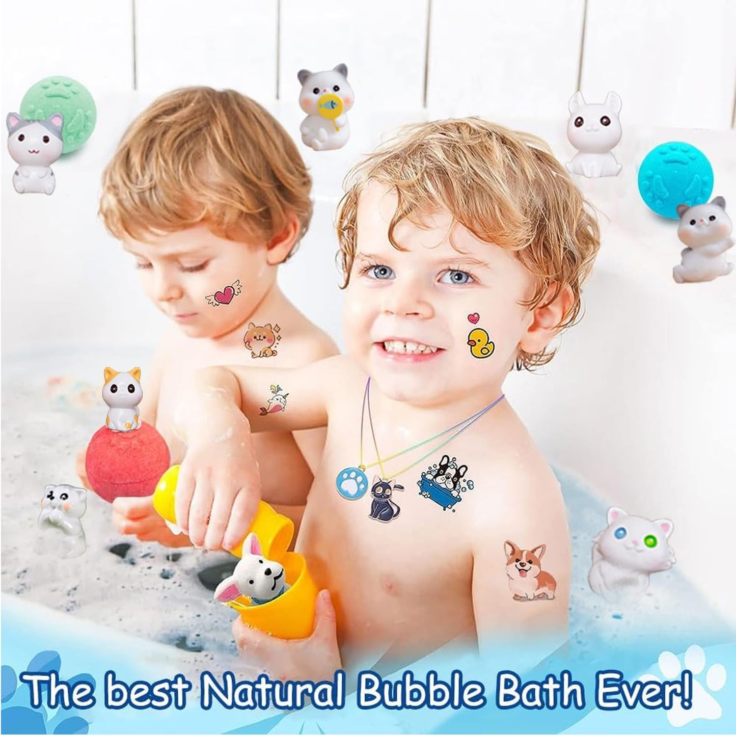 Bath Bombs for Kids with Surprise Inside for Boys Girls Toddlers 20 Pack Kids Bath Bombs Gift Set Organic Bubble with Kitten Inside Natural Handmade Bath Bombs
