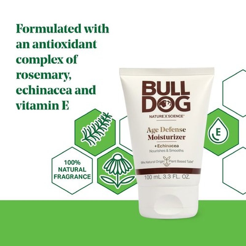 BULLDOG Mens Skincare and Grooming Age Defense Moisturizer, 3.3 Fluid Ounce - Pack of 2
