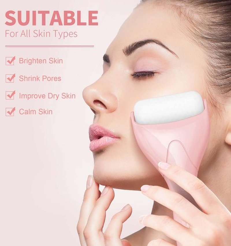 Ice Roller for Face & Eye, [2-Rollers] Ice Face Roller Puffiness Relief, Reduce Wrinkles, Face Massager Roller Self Skin Care, Gifts for Women & Men | Pink