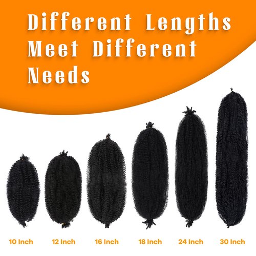 Marley Twist Braiding Hair 10 inch Black 3 Packs Pre Separated Springy Afro Twist Hair for Soft Locs Pre Fluffed Spring Twist Hair Synthetic Cuban Twist Hair Extensions (10 Inch,1B)