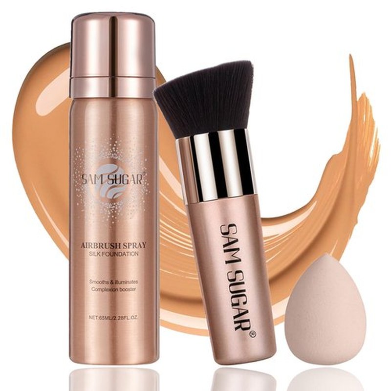 Airbrush Foundation Makeup Spray,Full Coverage Foundation Makeup Waterproof & Moisturizing Natural Matte Finish,Concealer Foundation for Mature Skin for Smooth Radiant Finish Skin (Warm Beige)