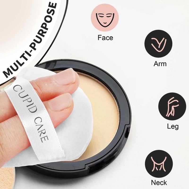 CUPID CARE 6 Pcs Powder Puff with 2 Travel Cases, Setting Powder Puffs for Face Powder and Foundation, Velour Makeup Puff for Loose Powder Body Powder, Skin-Friendly, Beauty Makeup Tools-White/Red