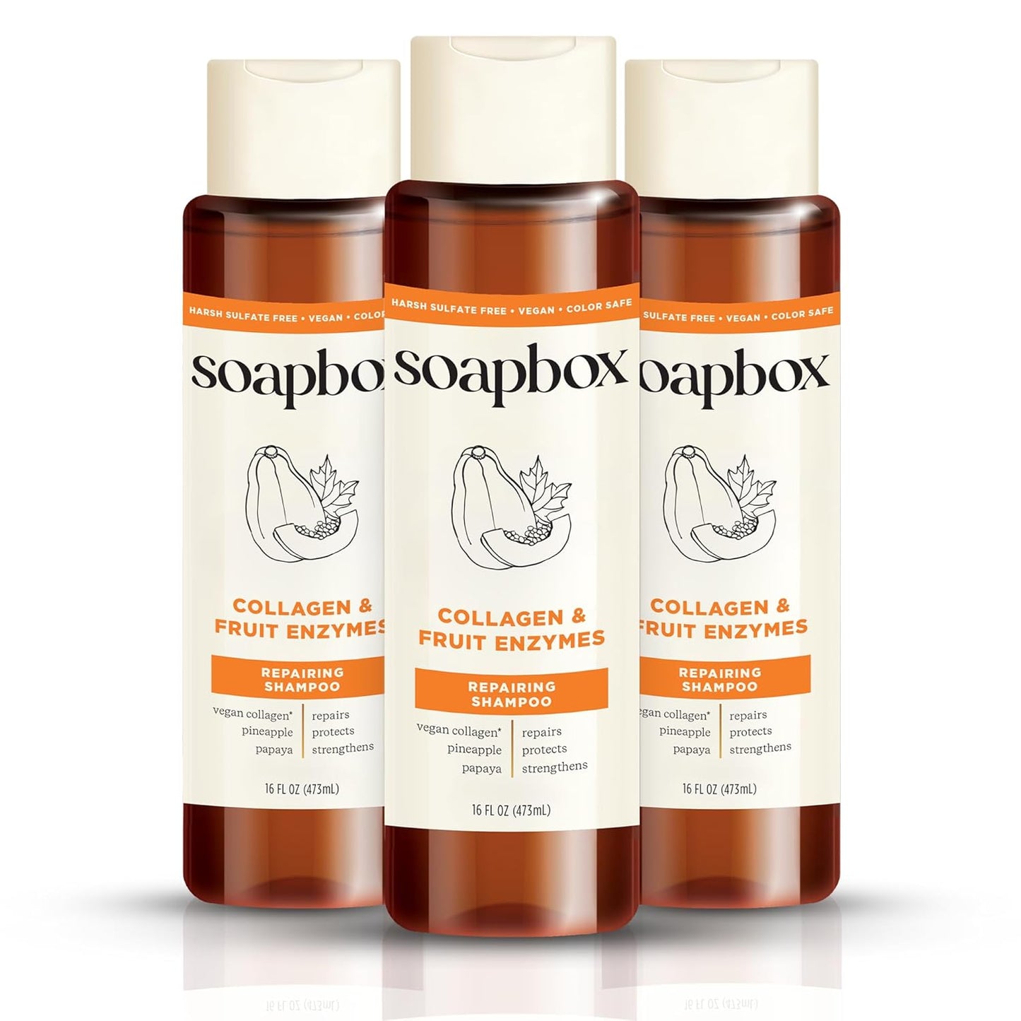 Soapbox Shampoo, Vegan & Cruelty Free Hydrating Shampoo with Tea Tree with Shea Butter, Color Safe, Paraben and Harsh Sulfate Free All Natural Hair Cleanser, 16oz (Pack of 3)