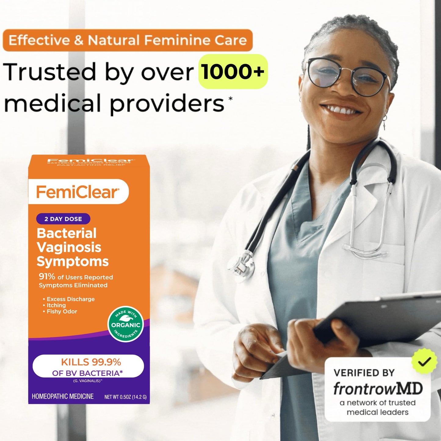 FemiClear Bacterial Vaginosis Symptoms Ointment, 2-Day Dose, 0.5 Oz
