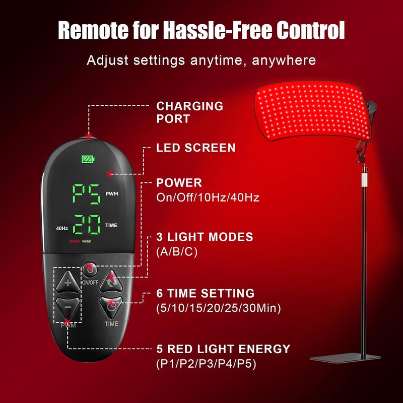 Red Light Therapy Lamp - 10-in-1 Wearable Device with 600 Beads | 660nm & 850nm Infrared for Body & Face