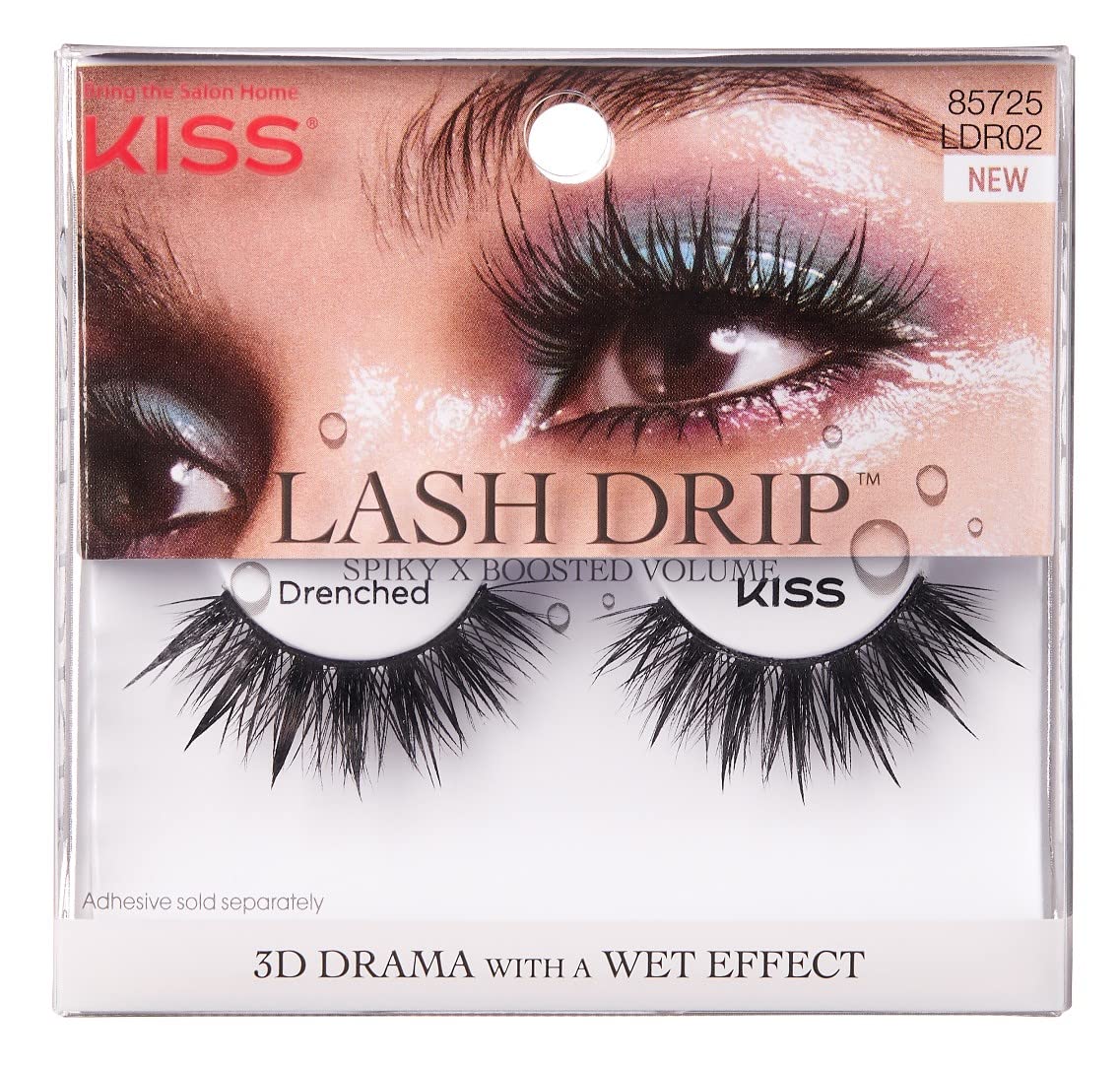 Kiss Lash Drip Drenched False Eyelashes – Pack of 6 for Stunning Volume