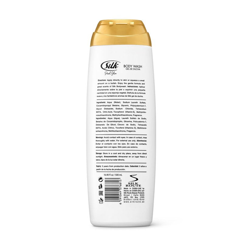 SILK Moisturizing Body Wash for Woman & Man - Daily Hydrating Shower Gel and Foaming Cleanser with Vitamin E and Glycerin, Rich Lather for Dry Skin Care, Pearl Glow Scent, 16.9 Fl Oz