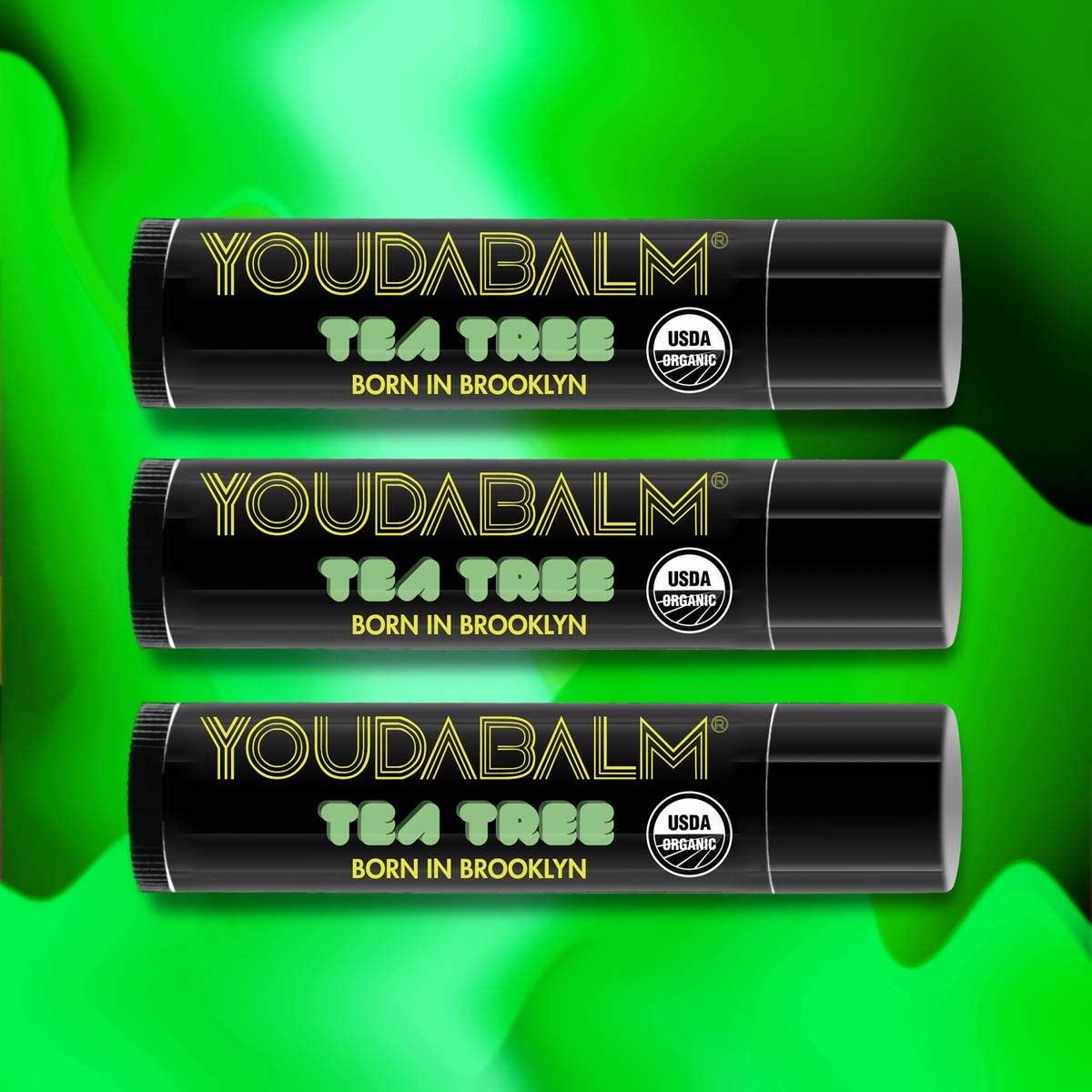 You Da Balm Organic Lip Balm, Tea Tree Flavor - 100% Natural Lip Moisturizer, USDA Certified - Lip Balm for Dry, Cracked Lips (3 Pack)