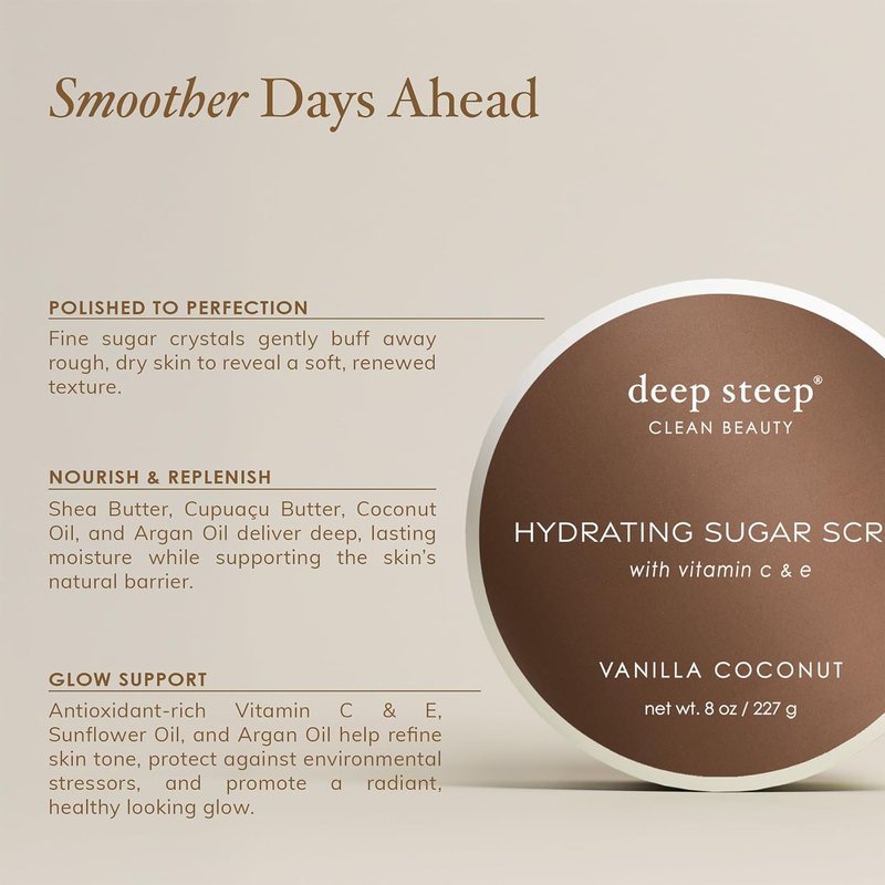 Deep Steep Sugar Scrub - Lilac Blossom Exfoliating Body Scrub with Organic Oils | 8 oz for Smooth, Nourished Skin