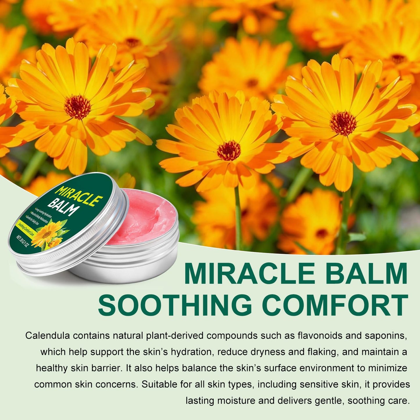 Miracle Balm - Arnica & Calendula Muscle Rub for Back, Neck, Shoulders - Non-Greasy & Fragrance-Free Body Massage Cream for Joint Comfort, Sore Muscle Relaxation & Daily Skin Care - 1 OZ (30G)