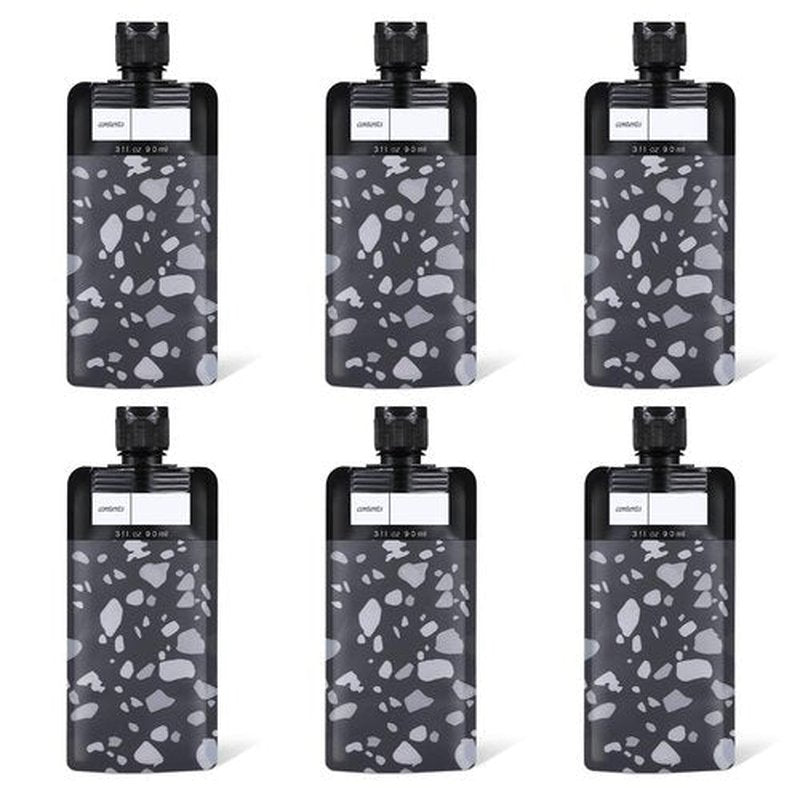 ASEVAT 3 oz 6pack Leak Proof Empty Squeeze Pouches Refillable Travel Size Containers liquid travel pouches for Travel TSA Approved Travel Pouches for Toiletries for Lotion