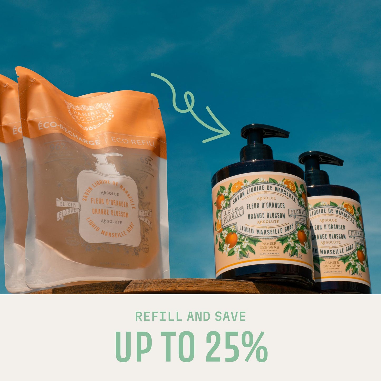 Panier des Sens Orange Blossom Liquid Hand Soap Refills, 2-Pack, 34 fl oz