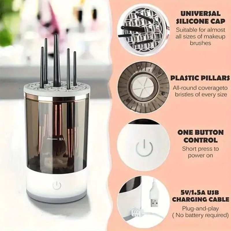 Beauty Swirl Cosmetic Brush Cleaner, The Cozy Luna Brush Cleaner, Beautyswirl Cosmetic Brush Cleaner, Automatic Electric Makeup Brush Cleaner for All Brush (Charging type)