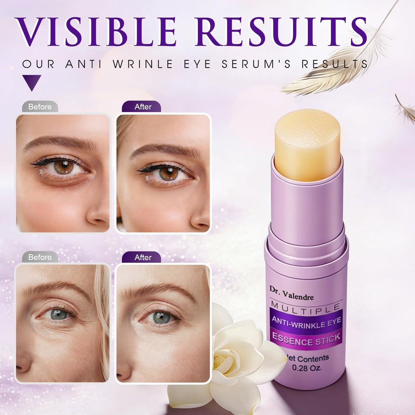 Eye Balm Stick for Anti-Wrinkle & Tightening with Hexapeptide, Hyaluronic Acid, Collagen & Vitamin E – Nourishing & Hydrating Balm for Fine Lines, Dryness, and Smooth Under-Eye Skin – For Daily Use