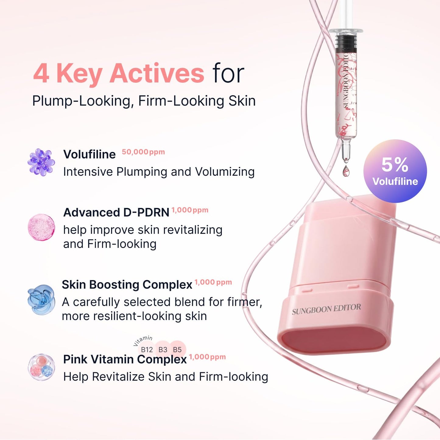 SUNGBOON EDITOR Pink PDRN & Volufiline Multi Balm Stick, Niacinamide, Collagen Wrinkle Stick, All-in-One Plumping & Hydrating Balm for Face, Eyes & Neck, Dewy Glow Skin, Korean Skincare, 0.35 Oz