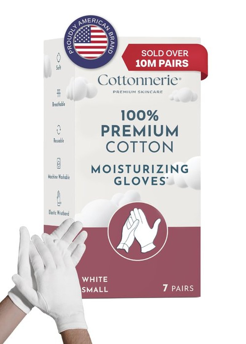 Gaxcoo Cottonnerie Cotton Gloves for Dry Hands Sleeping, Moisturizing Gloves Overnight, Hand Moisturizer Gloves, Moisture Gloves for Dry Hands Overnight, Sleeping Gloves, Eczema Gloves, Small 7 Pair