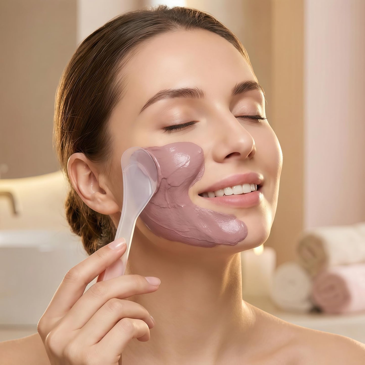50Pcs Transparent Premium Plastic Cosmetic Spatula Makeup Scoop Mask Spoon, Frosted Tip Disposable & Reusable Beauty Tool for DIY Makeup, Sampling, Mask Mixing, Lotion & Cream Application