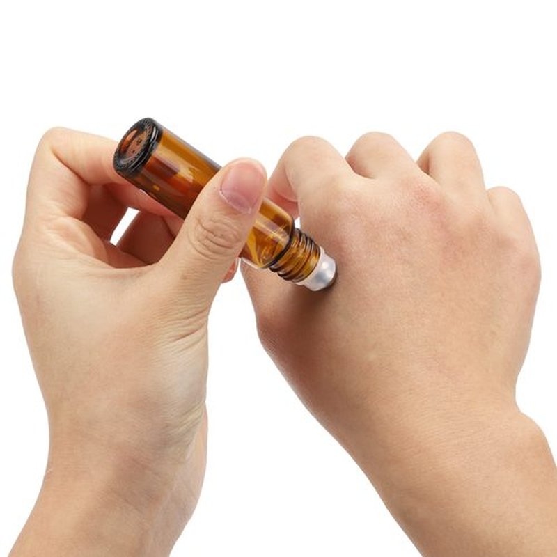 Tbestmax 12 Pack Glass Essential Oil Roller Bottles with Stainless Steel Ball, 10ml Amber Roll on Perfume Bottles with Lids for Travel