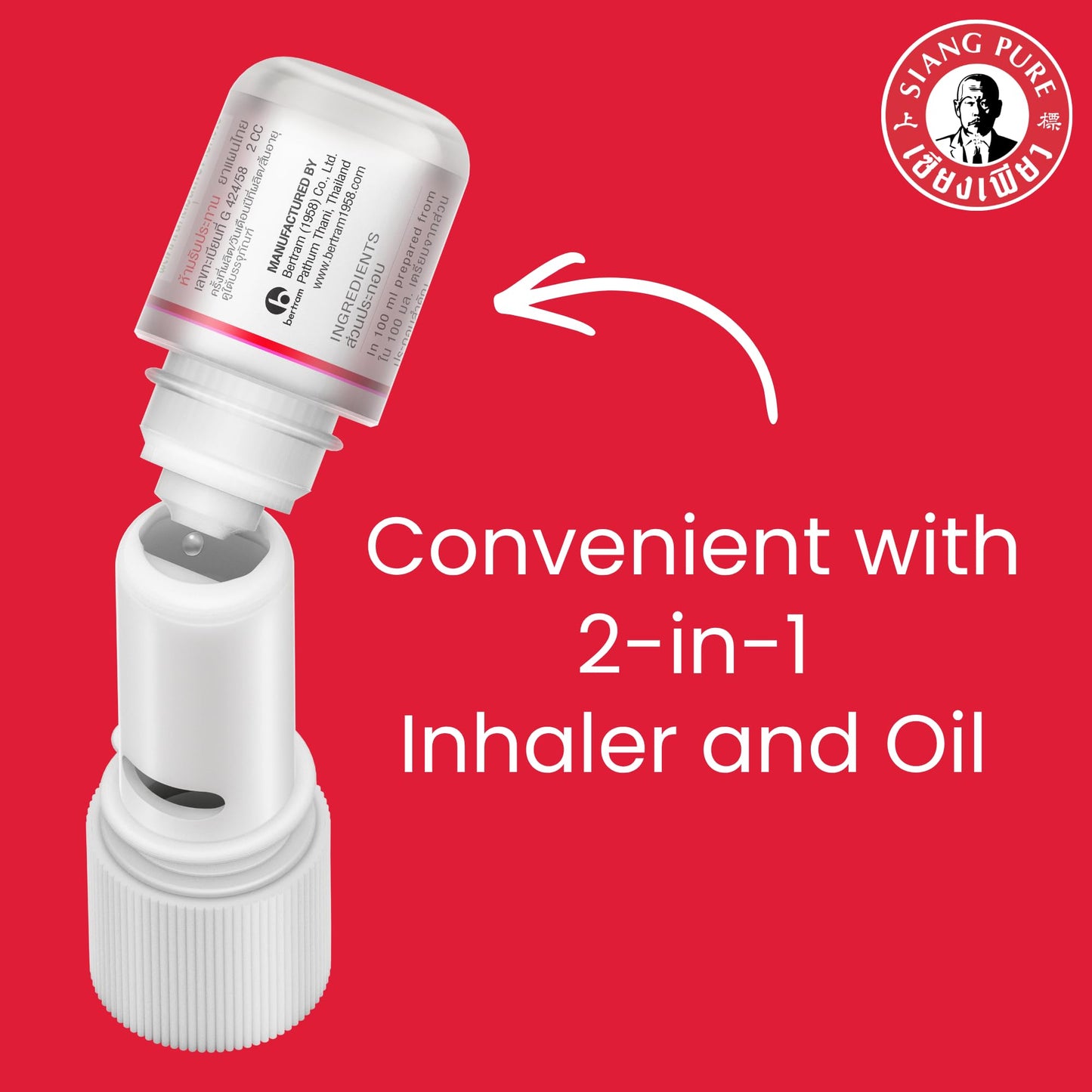 Siang Pure Aromatherapy Nasal Inhaler - Cooling Menthol, Peppermint and Eucalyptus Oil - Allergy, Congestion & Sinus Relief (6 Pack)