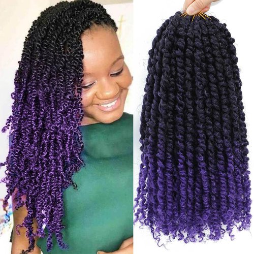 Purple Passion Twist Crochet Hair 14 Inch 8 Packs Black Purple Pre Twisted Passion Twist Crochet Hair Prelooped Purple Ombre Crochet Twists Hair for Black Women