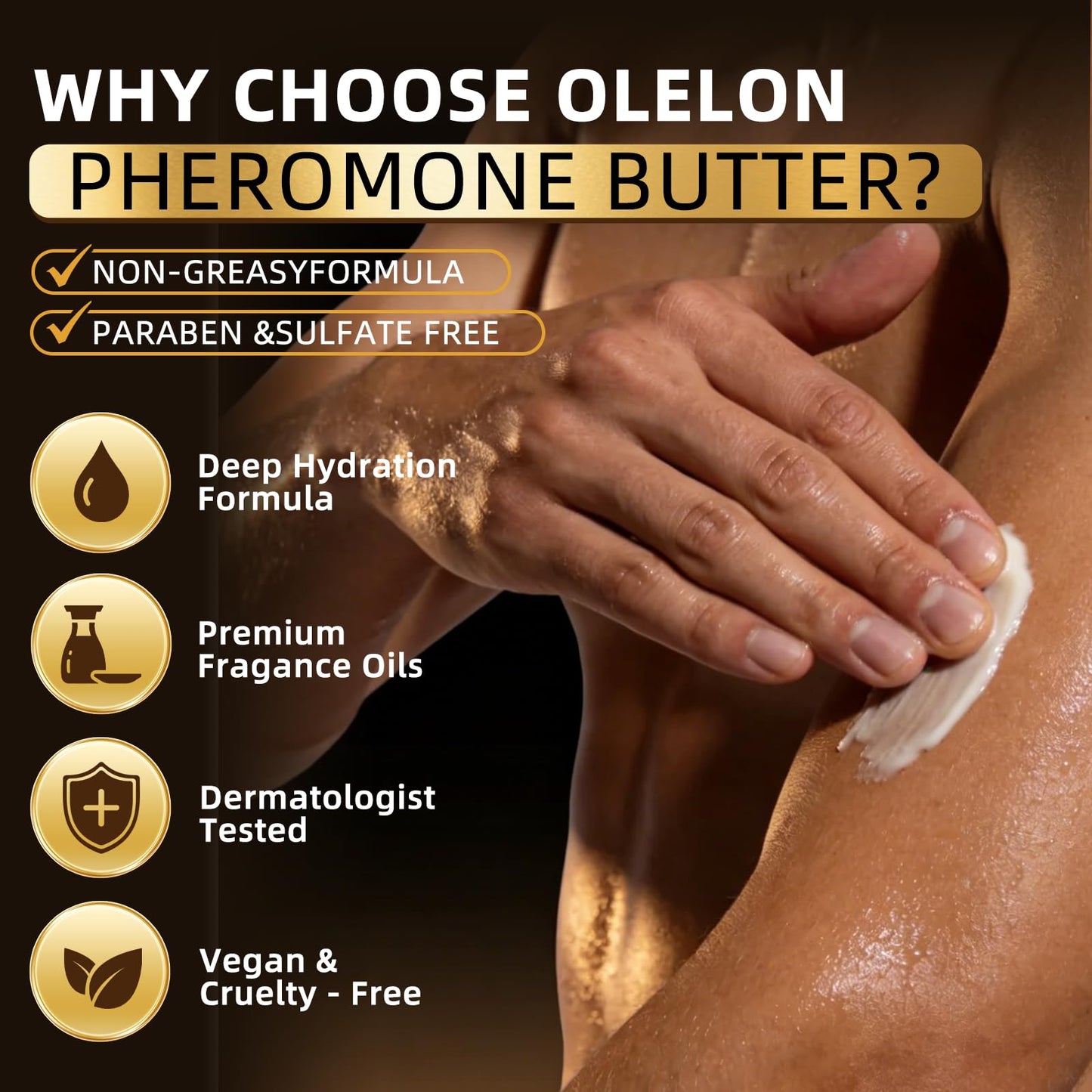OLELON Pheromone Body Butter for Men, Cologned Body Skin Cream with Shea & Cocoa & Coconut & Sunflower, Long-Lasting Refresh, Deep Hydration, Non-Greasy, Alcohol-Free, All-Day Fragrance