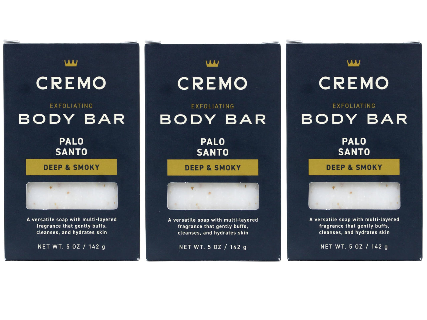 Cremo Exfoliating Body Bars Palo Santo (Reserve Collection) - A Combination of Lava Rock and Oat Kernel Gently Polishes While Shea Butter Leaves Your Skin Feeling Smooth and Healthy (Pack of 3)