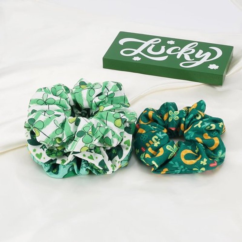 Jocbean St Patrick's Day Hair Scrunchies Ponytail Holders Irish Green Hair Ties for Women
