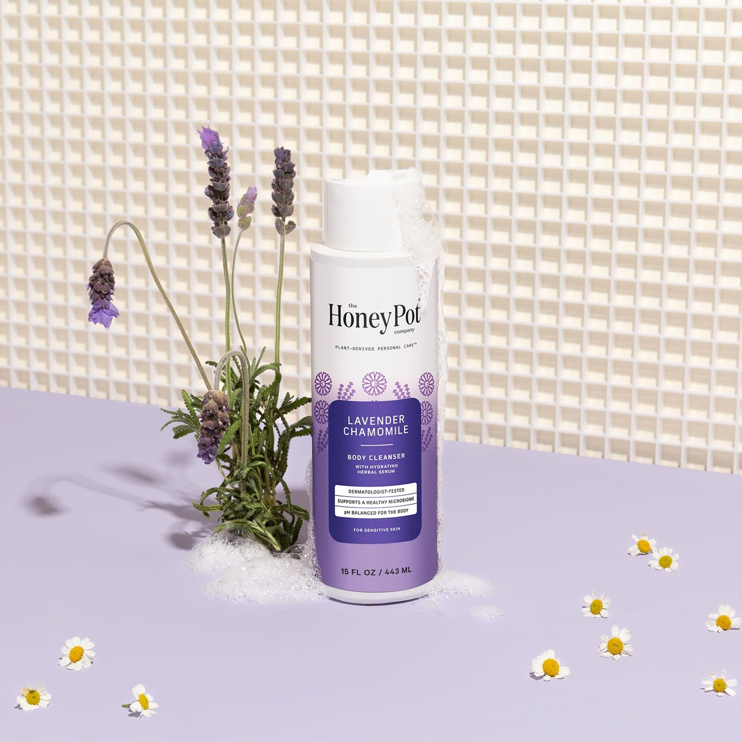 The Honey Pot Company - Body Wash for Women - Lavender Chamomile Hydrating Body Cleanser - Moisturize & Cleanse Skin - Free of Parabens & Sulfates - 15 Fl. Oz
