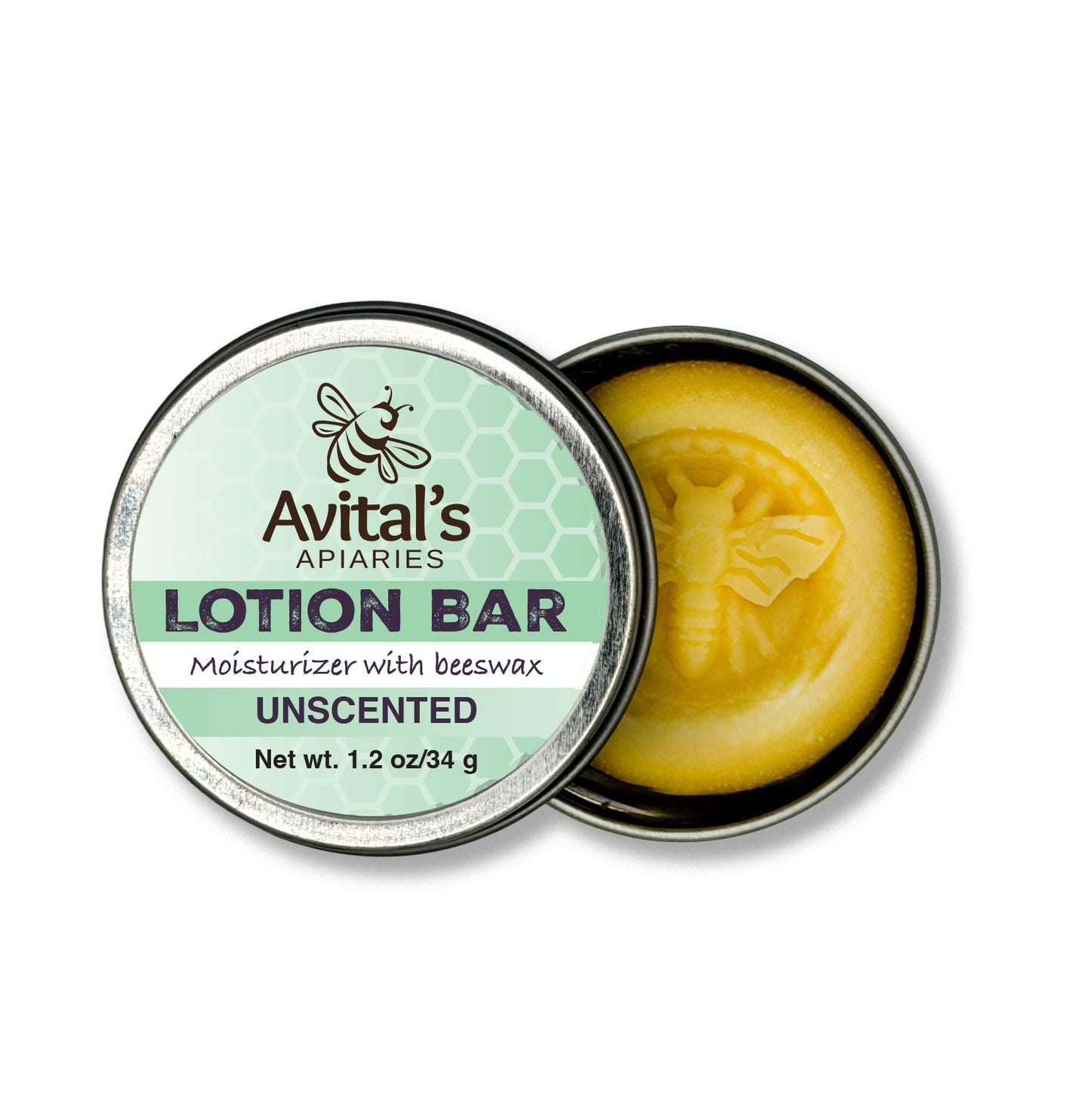 Avital's Apiaries Fragrance Free Beeswax Lotion Bar – Unscented Hand, Lip & Body Balm for Sensitive Skin – Shea, Mango Butter, Argan Oil – Unisex, Travel-Friendly, Plastic-Free