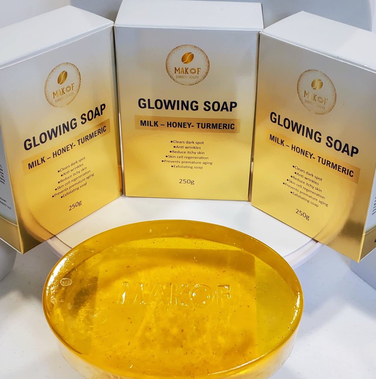 TURMERIC - HONEY - MILK SOAP. Skin Brightening Soap, All Natural, Dark Spots Remover, Acne, Scars, Face and Body 250 g (3)