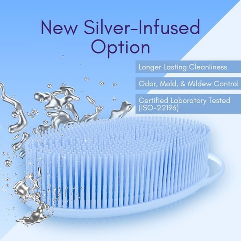 Avilana Silicone Exfoliating Body Scrubber – Dual-Sided Silicone Loofah for Shower, Body Scrubber for Men & Women, Gentle Loofa Alternative, Easy-to-Clean Silicone Body Scrubber (S2-Blue)