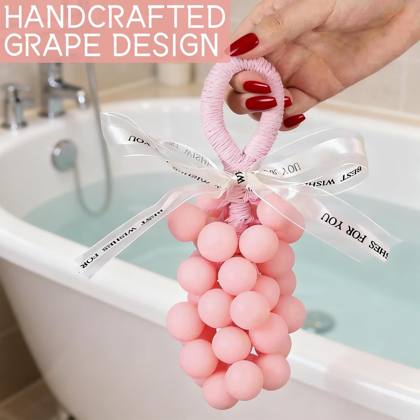 Tizee Grape Soap on a Rope - Handmade Cluster Bar Soap, Aromatic and Decorative for Bath, Washing Hands, and Fresh Air, Gift for Men Women (Purple,Osmanthus fragrance)