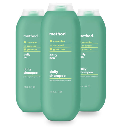 Method Volumizing Shampoo, Pure Peace with Rose, Peony, and Pink Sea Salt Scent Notes, Paraben and Sulfate Free, 14 oz (Pack of 3)