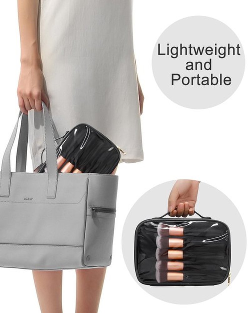 Relavel Travel Makeup Bag, Clear Makeup Organizer Bag Portable Cosmetic Bag, Cute Transparent Makeup Case For Women with Accessories