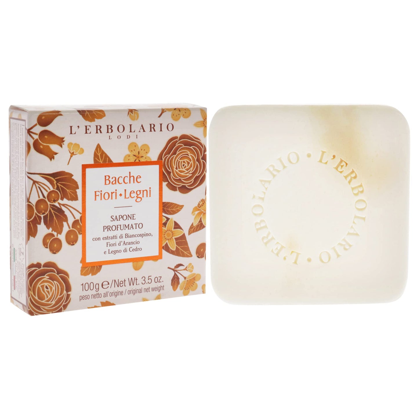 L'Erbolario Berries Flowers Wood Perfumed Soap - Soap Bar Provides Gentle Cleansing Action - Perfumed Body Soap - Rich in Coconut and Sunflower Oils - Scented Soap for Moisturised Skin - 3.5 oz
