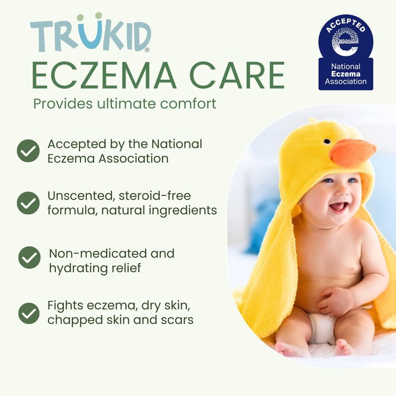 Eczema Relief Bundle - TruKid NEA-Accepted Bubble Bath, Skin Cream & Body Wash | All-Natural, Unscented, Hydrating Formula