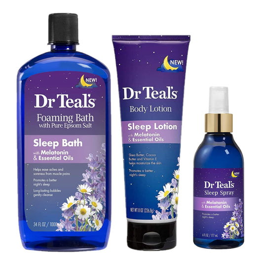 Dr Teal's Melatonin Sleep Bath Gift Set | Foaming Bath, Body Lotion & Sleep Spray - Lavender Stress Relief for Better Sleep