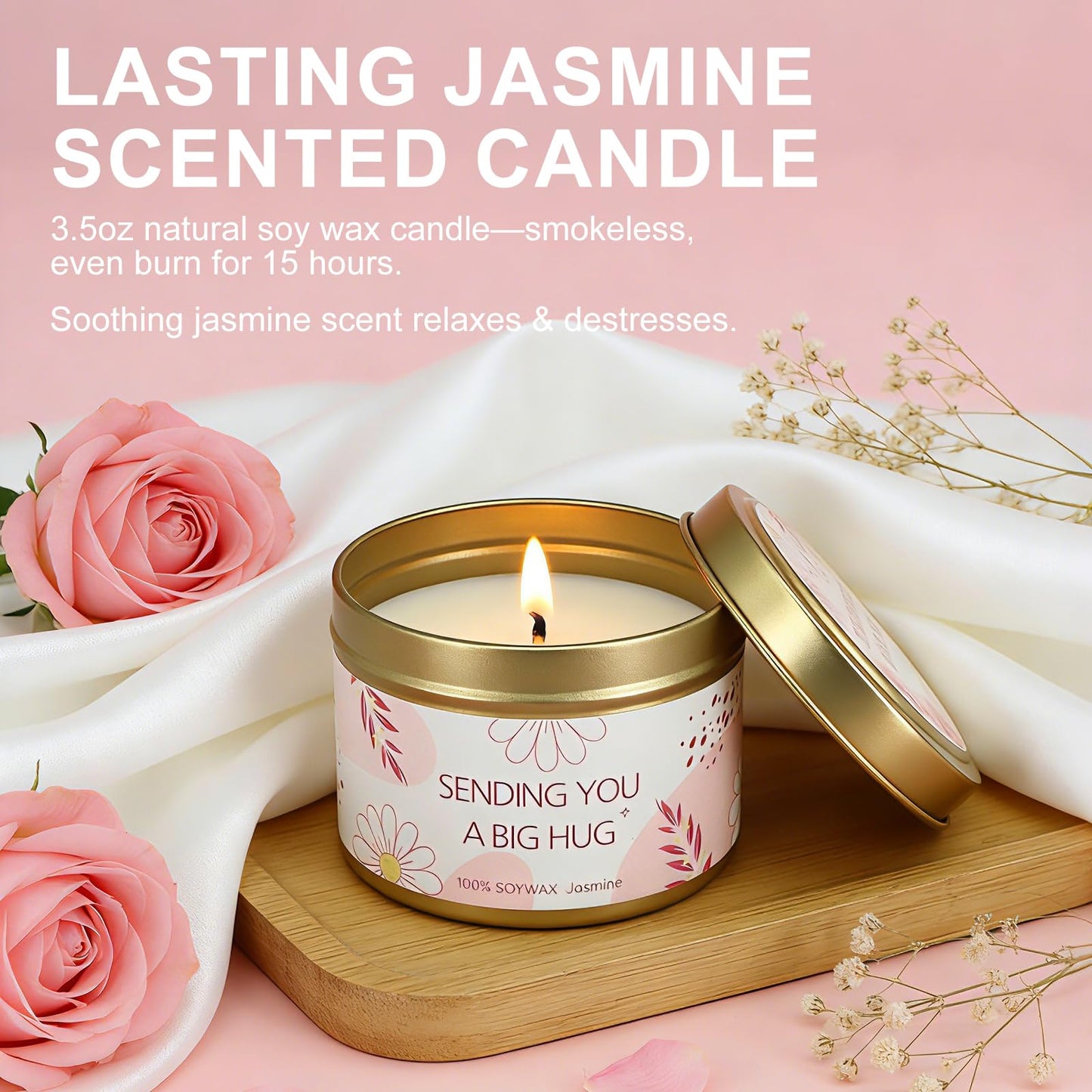 Birthday Gifts for Women Mother's Day Gift Self Care Get Well Soon Gifts Flower Relaxing Spa Gift Basket Bath Set,Unique Luxury Self Care Box Gift for Mom Her Wife Sister Girlfriend, Girl Friend Pink