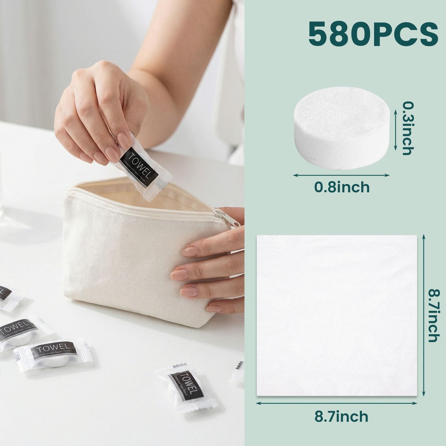 MCPINKY 580 PCS Cotton Compressed Towels, Bulk Disposable Face Towels