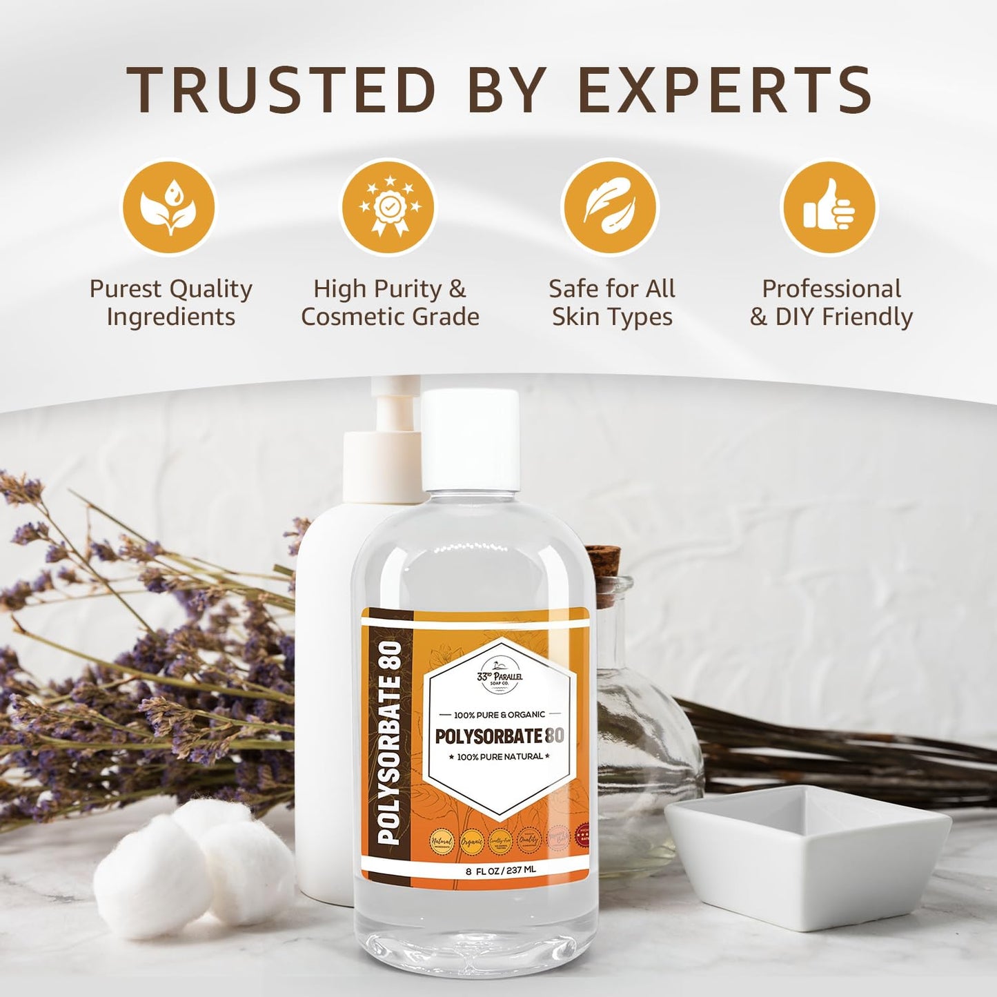 Polysorbate 80 (128oz / Gallon) | USP Grade - Tween 80 Natural Emulsifier & Solubilizer for Essential Oils, Fragrances, Lotions, Shampoos & Bath Product | Improves Clarity & Stability | 1 GALLON